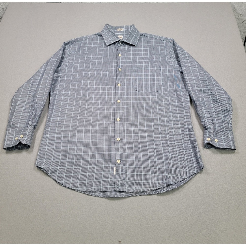 Men's Peter Millar Nanoluxe Easycare Dress Shirt, Blue, Size 16.5, Pre-Owned
